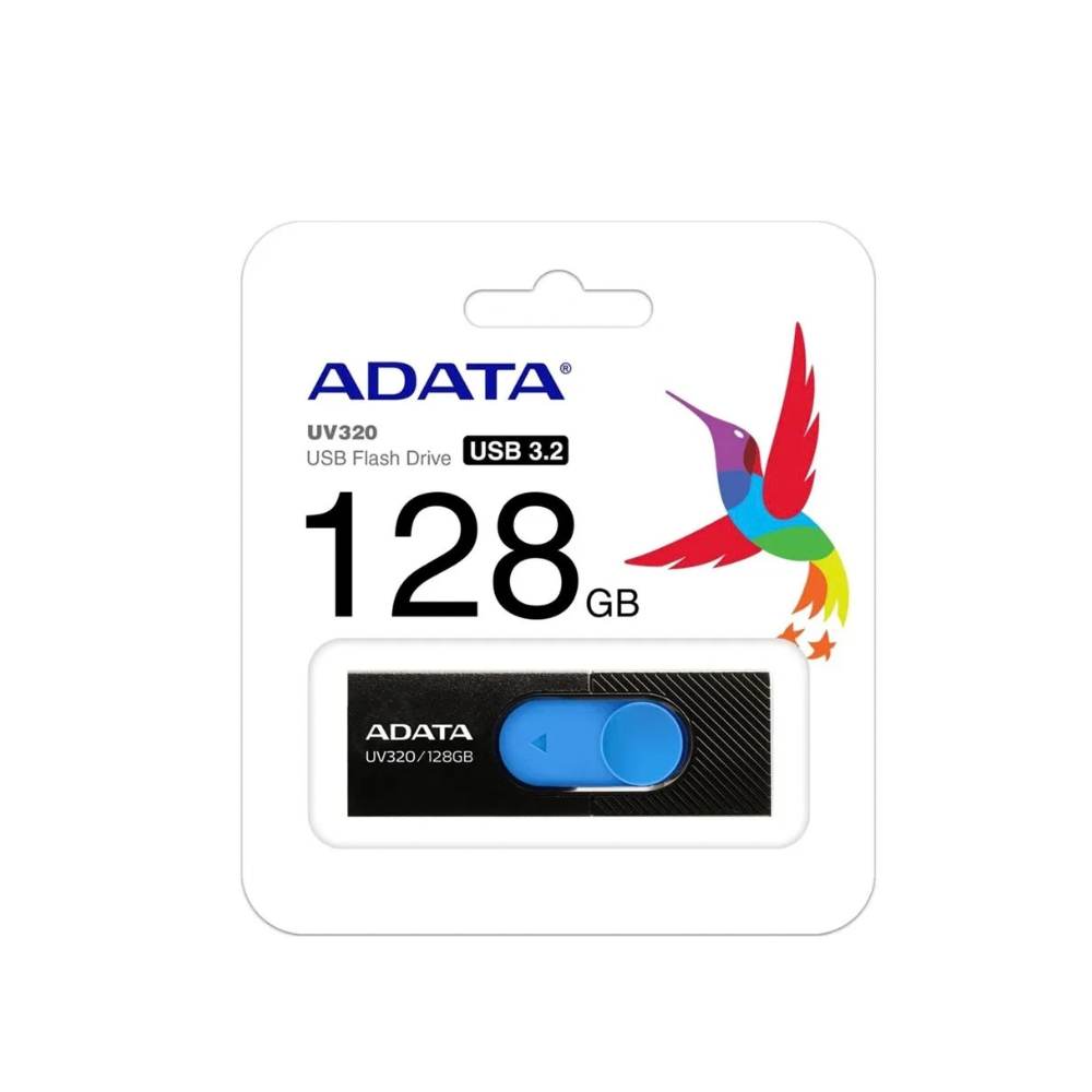Empaque de la memoria USB ADATA UV320 128GB negra con azul