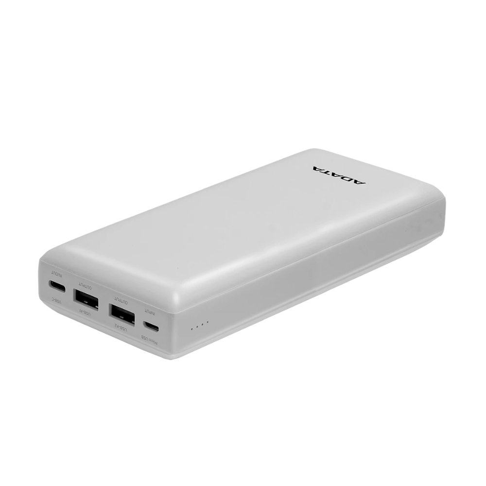 ADATA P20000QCD blanco, vista de los puertos de conexión
