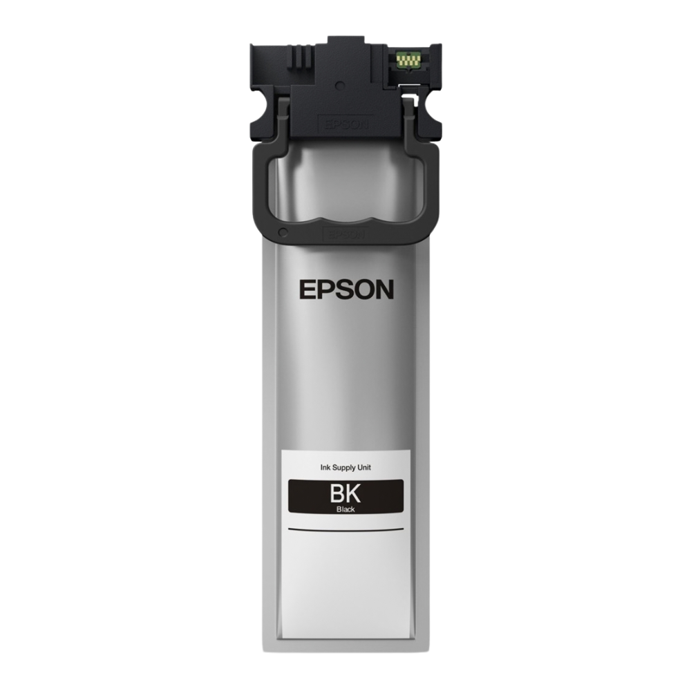 Bolsa de tinta Epson T11A negra, vista frontal con identificación BK